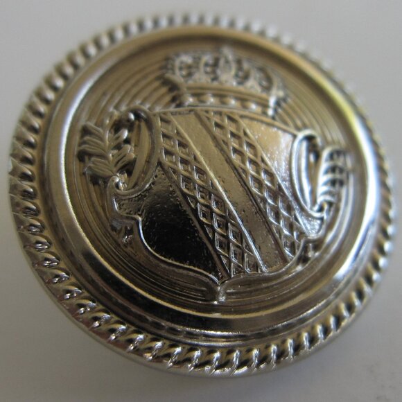 Cricketeer 8 Silver Tone Blazer Replacement Buttons Crown Shield Preppy Vintage - Picture 2 of 6